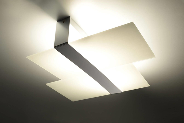 Plafon LAMPA sufitowa SL.0188 OPRAWA szklana prostokąty chrom biała