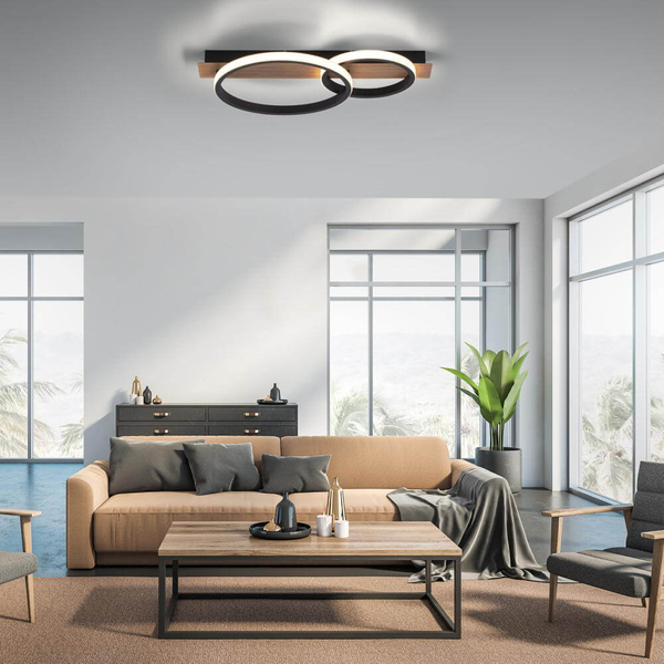 Sufitowa lampa nowoczesna Trooper LED 28W czarna brązowa