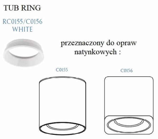 Dekoracyjny ring do lampy Tub RC0155/C0156 WHITE Maxlight okrągły pierścień biały