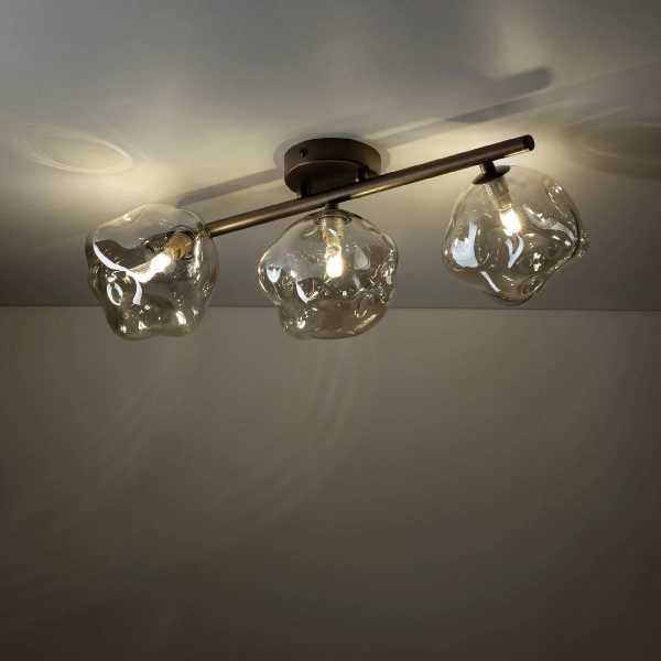 Sufitowa lampa szklana Lava Brown 11035 kule metalowy brązowy
