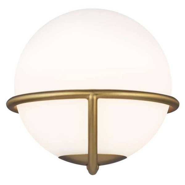 Kinkiet LAMPA ścienna Apollo FE-APOLLO1-BB Elstead FEISS metalowa OPRAWA szklana kula ball condi mosiądz biała