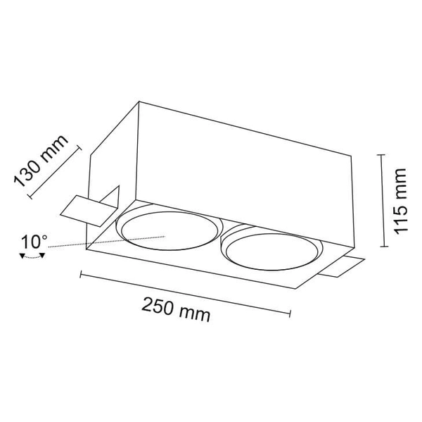 Podtynkowa LAMPA sufitowa YATOMI 3331 Shilo metalowa OPRAWA regulowana WPUST prostokątny czarny