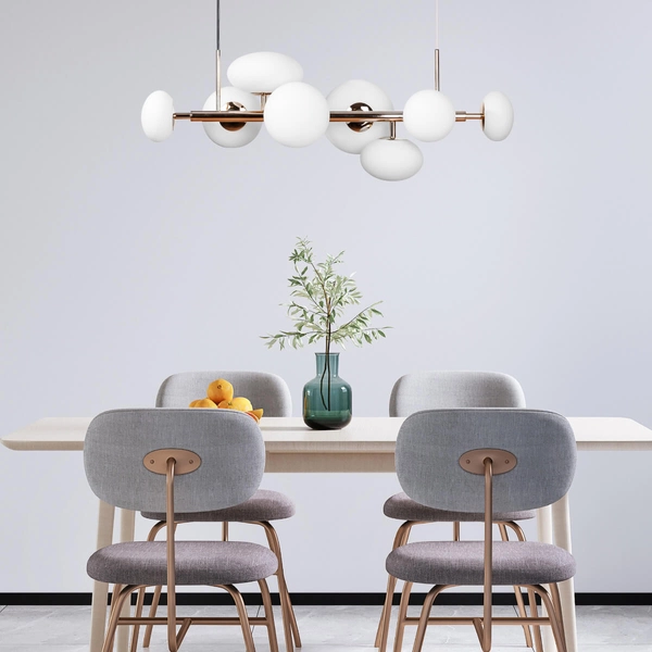 Molekułowa lampa wisząca Omi 1193 Zumaline szklana do kuchni złota biała