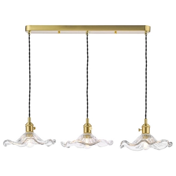 Falista lampa wisząca Hadano HAD3640-12 szklana mosiądz przezroczysty