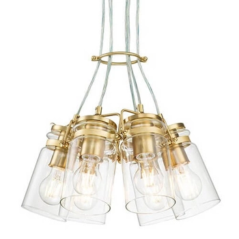 Wielopunktowa lampa zwis Brinley KL-BRINLEY6-BB Kichler przezroczysta mosiądz
