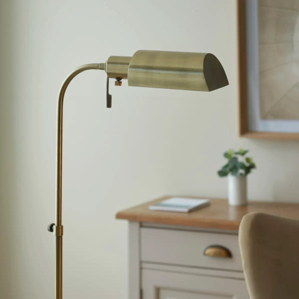 Stojąca lampa regulowana Pharmacy 114205 metalowa mosiądz