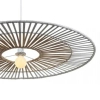 Rustykalna wisząca lampa 19107 okrągła naturalny bambus biały