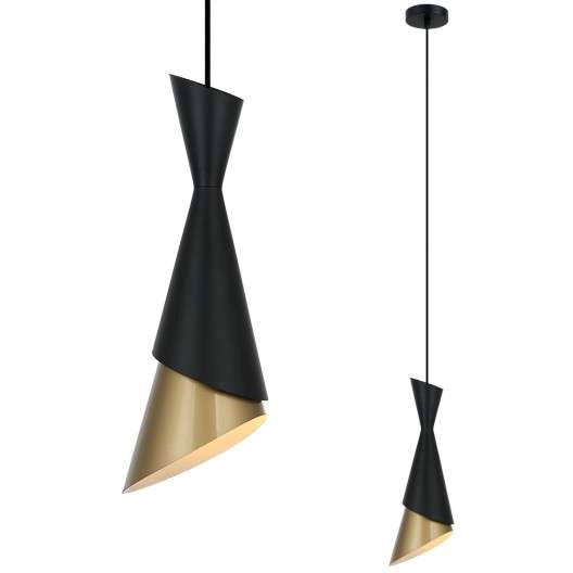 Loftowa LAMPA wisząca MALIA PND-85949-1 BK+GD Italux metalowa OPRAWA zwis industrialny geometryczny czarny złoty