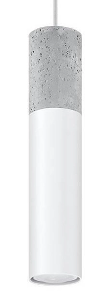 Wisząca LAMPA skandynawska SL.0647 metalowa OPRAWA tuba ZWIS okrągły beton biały