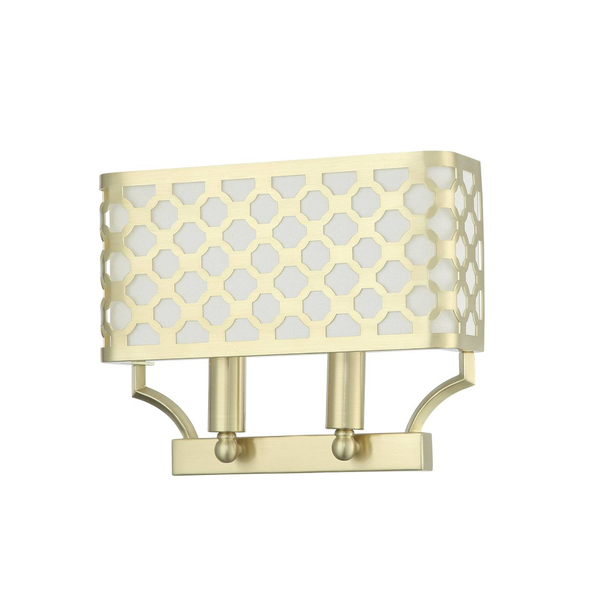 Kinkiet LAMPA ścienna Verno Parette Old Gold Orlicki Design metalowa OPRAWA prostokątna ażurowa złota satyna kremowa