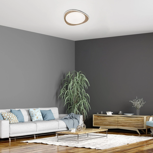 Metalowa lampa sufitowa Tamino LED 24W 4000K hol drewniana biała