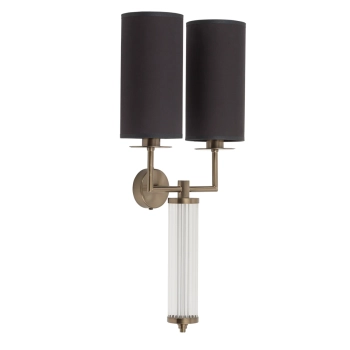 Podwójna lampa ścienna Empoli EMP-K-2 (T) z abażurami mosiądz czarne