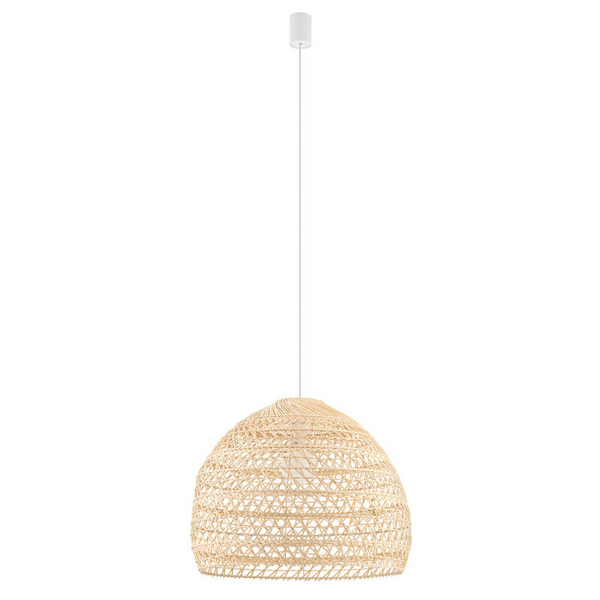 Lampa wisząca Boho 11151 pleciona japandi kuchenna stalowa drewniana biała