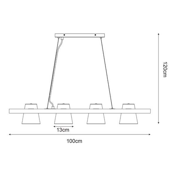 Drewniana lampa wisząca Elti P22077-4 Zumaline wielopunktowa czarna