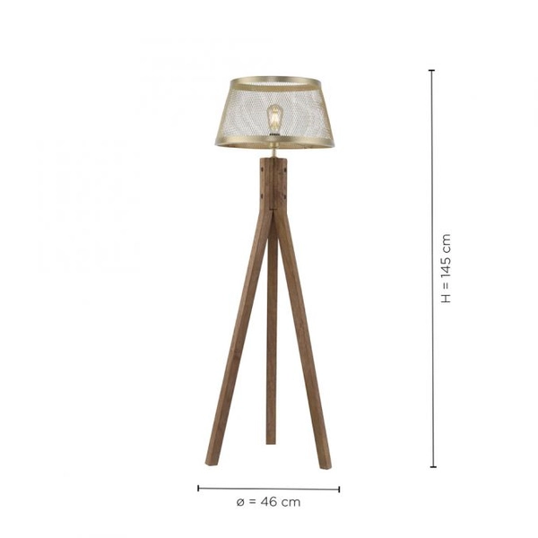 Lampa sypialniana Frederik 11424-60 drewniana z kloszem mosiądz