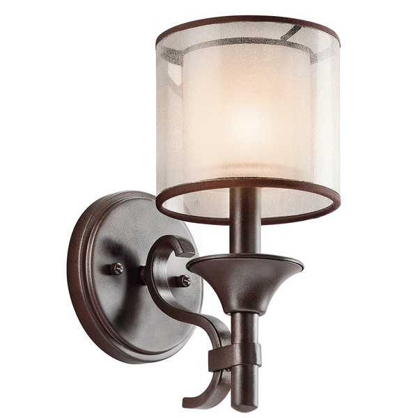Rustykalna LAMPA ścienna Lacey  KL-LACEY1-MB Elstead KICHLER metalowa OPRAWA retro kinkiet brązowa biała