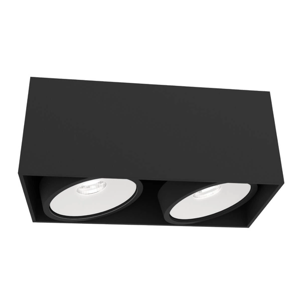 Sufitowa LAMPA plafon Cardi II Nero + Ufo Bianco Orlicki Design ruchoma OPRAWA metalowa prostokątna czarna biała