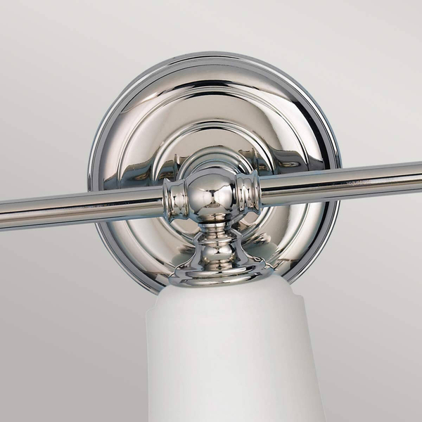 Szklany kinkiet Huguenot Lake FE-HUGOLAKE3BATH Feiss IP44 chrom biały