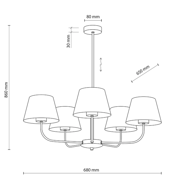 Abażurowy żyrandol Chicago 3989 TK Lighting wielopunktowy lniany