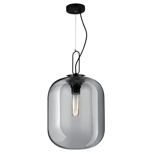 Loftowa lampa wisząca Urena szklana czarna przydymiona