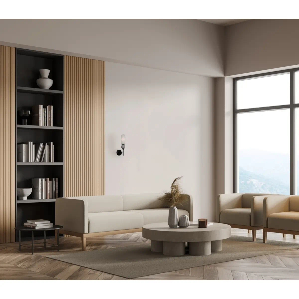 Naścienna lampa szklana Santos WL-95331-1-BK podłużna tuba szara czarna