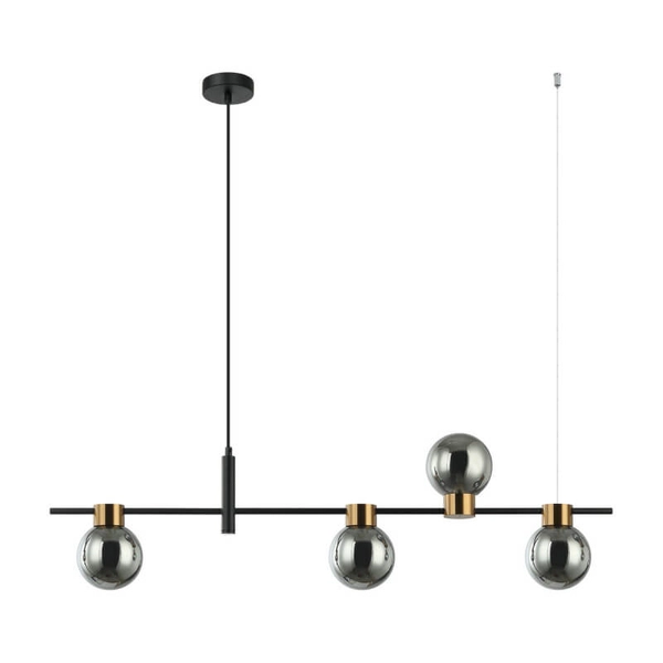 Salonowy żyrandol Bletter szklane kule czarna przydymiona