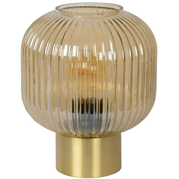 Loftowa LAMPA stołowa MALOTO 45586/20/62 Lucide stojąca LAMPKA szklana bursztynowa mosiądz