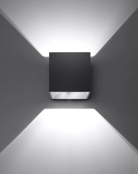 Kinkiet LAMPA ścienna SL.0057 metalowa OPRAWA przyścienna kostka cube czarna