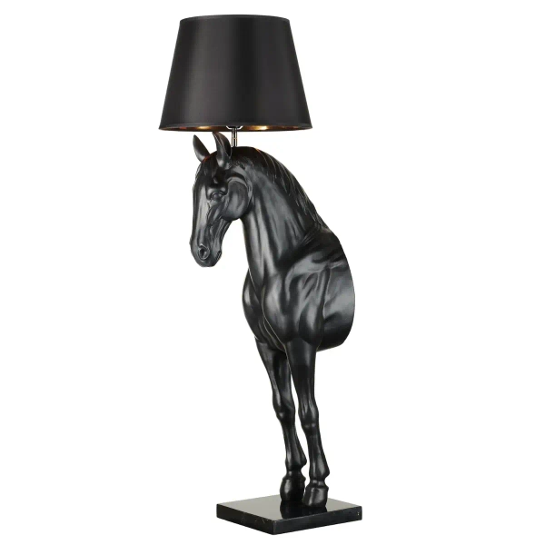 Lampa stojąca dekoracyjna HORSE MF-1237-350 czarna złota włókno szklane E27 koń do salonu