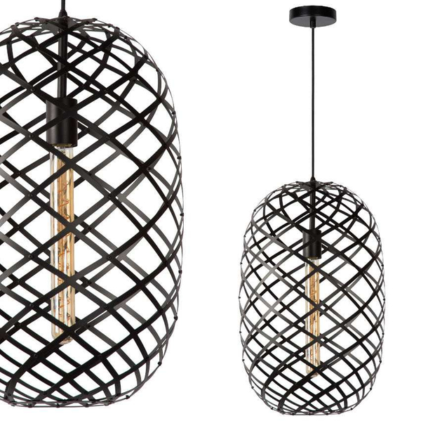 LAMPA wisząca WOLFRAM  21417/32/30 Lucide loftowa OPRAWA metalowy ZWIS druciany czarny
