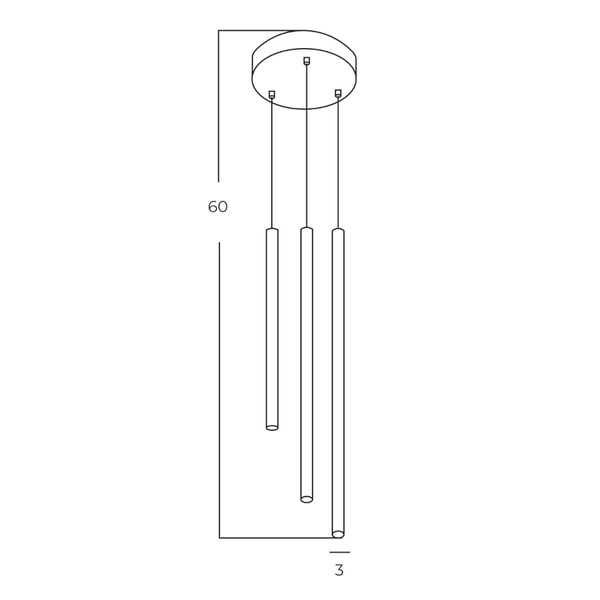 Potrójna lampa wisząca VERNO AZ6313 Azzardo LED 15W 4000K tuby czarne