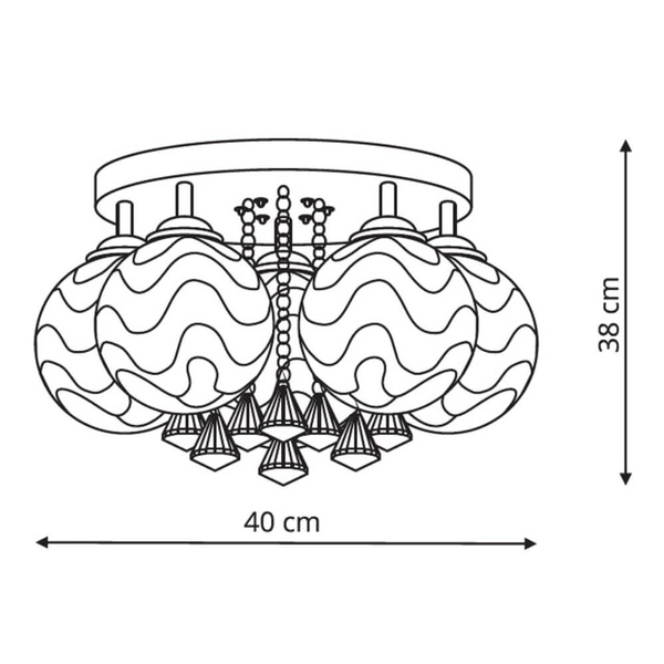 LAMPA sufitowa SADA LP-119/5C Light Prestige eklektyczna OPRAWA łańcuszki crystal glamour białe srebrne