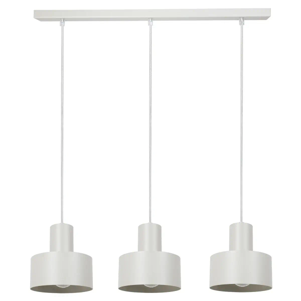 Potrójna wisząca lampa Rif 3 41163 do salonu metalowa szara beżowa