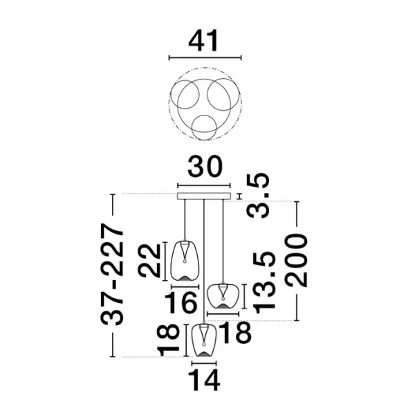 Potrójna lampa wisząca JAREVIA LE45122 LED 10W 3000K szklana szara