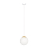 Zwisająca lampa Elmo K-5311 Kaja kulka metalowa szklana biała złota