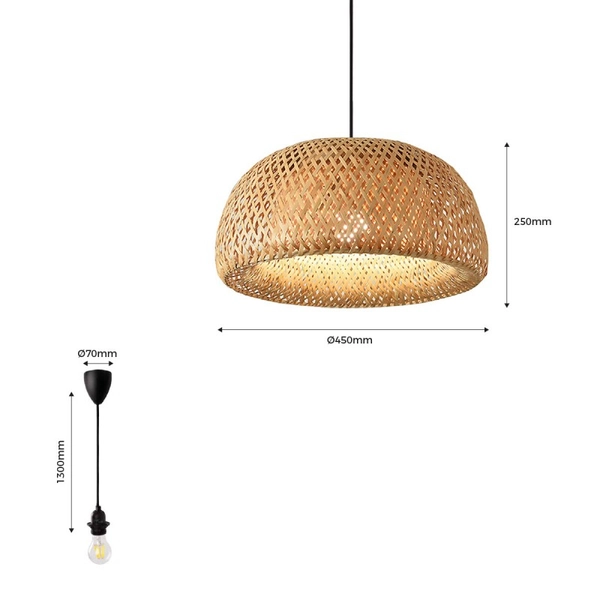 Bambusowa lampa zwis Boho ABR-NLW36-BH-E27 Abruzzo pleciona japandi brązowa
