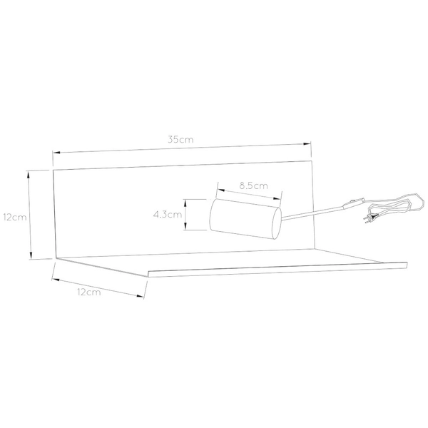 Kinkiet LAMPA ścienna SEBO 06218/01/30 Lucide metalowa OPRAWA loftowy kinkiet półka czarna