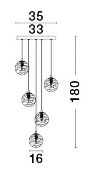 Salonowa lampa wisząca CABRAL LE42903 balls crystal złota