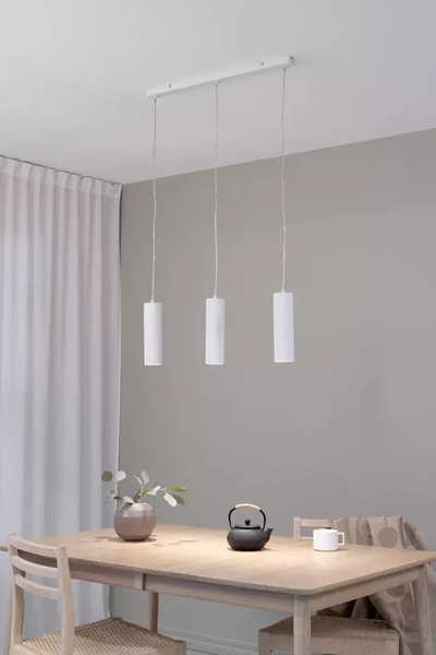 Wisząca lampa 3-punktowa Costilla białe tuby nad stół
