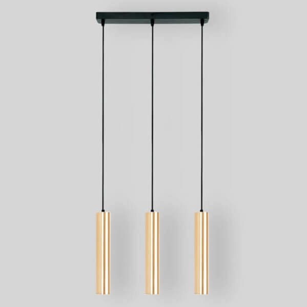 Lampa zwisająca na listwie Spoti ABR-ZLW3T-Z Abruzzo tuby złota czarna