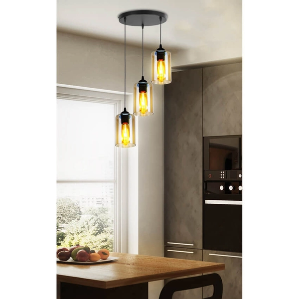 Wisząca lampa nad stół Bistro 33-00576 szklana brązowa czarna