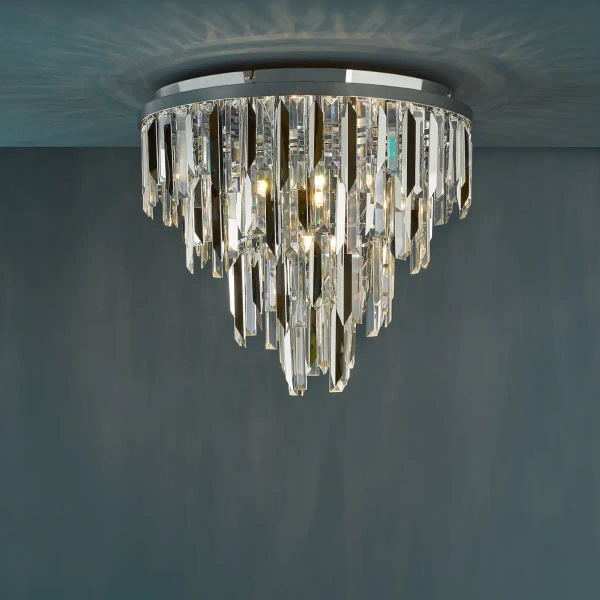 Sufitowa lampa glamour Fuentes FUE4850 kryształowa do jadalni chrom
