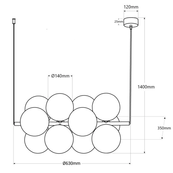Wisząca lampa molekułowa Vino ABR-GRAPPA-H-B nad stół kule szare białe