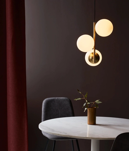 Potrójna lampa wisząca Lilly 48603035 Nordlux szklane kule białe mosiądz