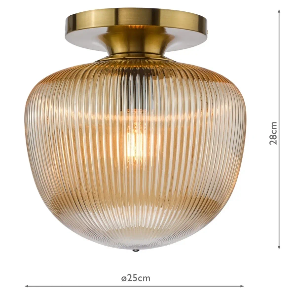 Sufitowa lampa do salonu Abrielle ABR5206 szklana bursztynowa