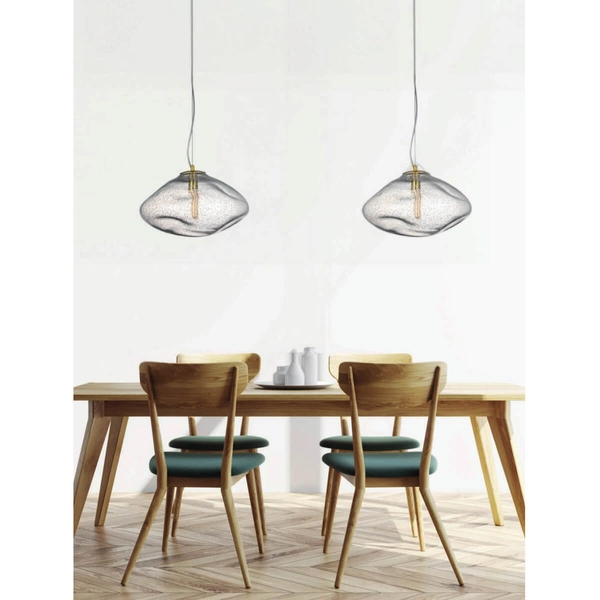 Szklana lampa wisząca INES AZ5763 Azzardo do salonu złoty przezroczysty