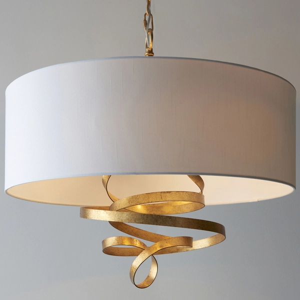 Lampa wisząca z abażurem L&-195268 Light& serpentyna hampton złota ecru