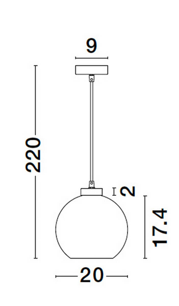Wisząca lampa sypialniana Repos kula czarna przydymiona
