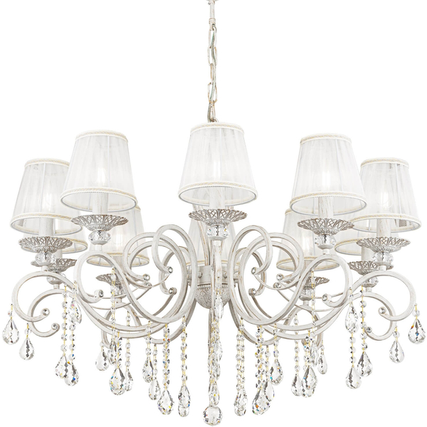 Pałacowa lampa wisząca Grace ARM247-10-G crystal biała