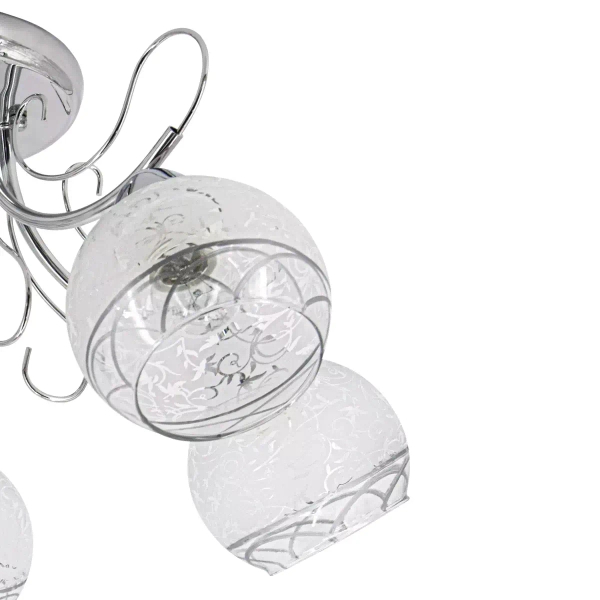 Zdobiona lampa sufitowa 8957/5 8C szklana do salonu chrom